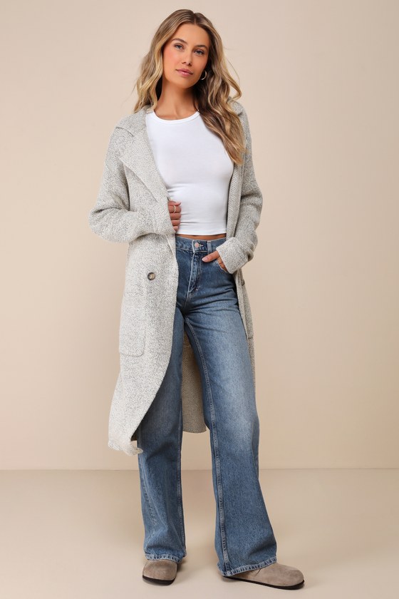 Image of Cuddle Club Beige Long Sleeve Sweater Coat