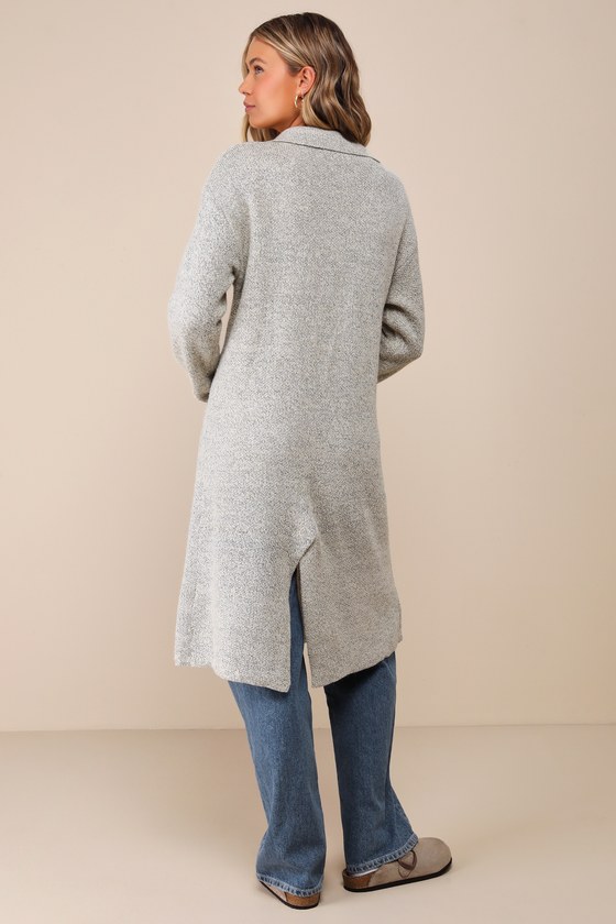 Cuddle Club Beige Marled Long Sleeve Coatigan - thumbnail 3