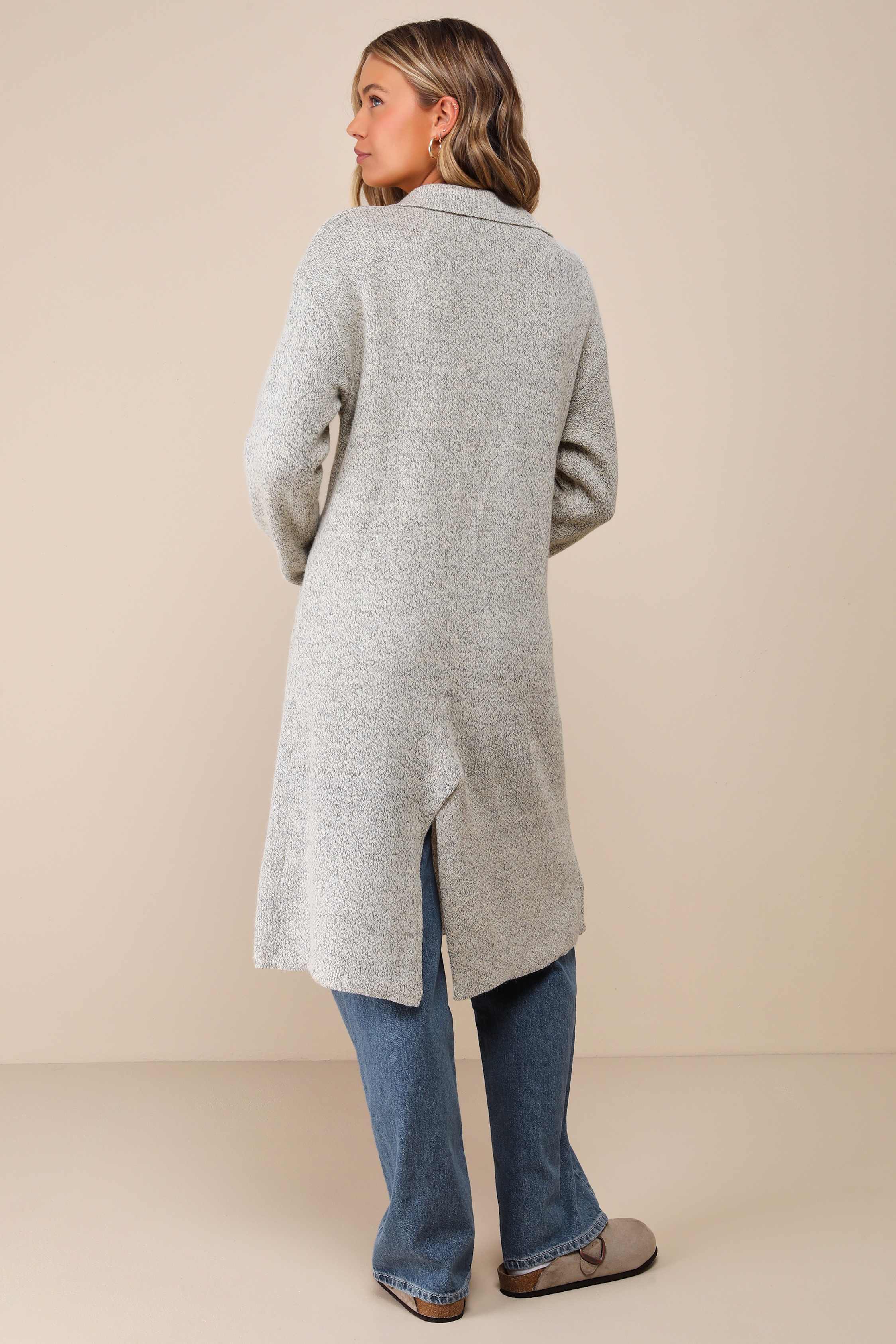 Cuddle Club Beige Long Sleeve Sweater Coat