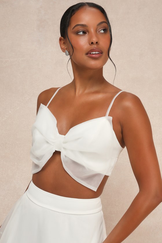 White Bow Gown - 2 Pc Bridal Dress - Organza 2Pc Bridal Set White Bow Gown - 2 Pc Bridal Dress - Organza 2Pc Bridal Set