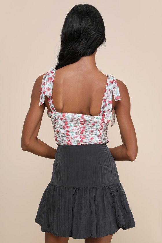 Lulus Aesthetic Mentality Black Bubble Hem Mini Skirt In Black