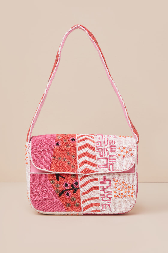 Radiant Inclination Pink Multi Beaded Shoulder Bag 1