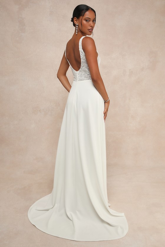 Positively Romantic White Sheer Mesh Embroidered Maxi Dress