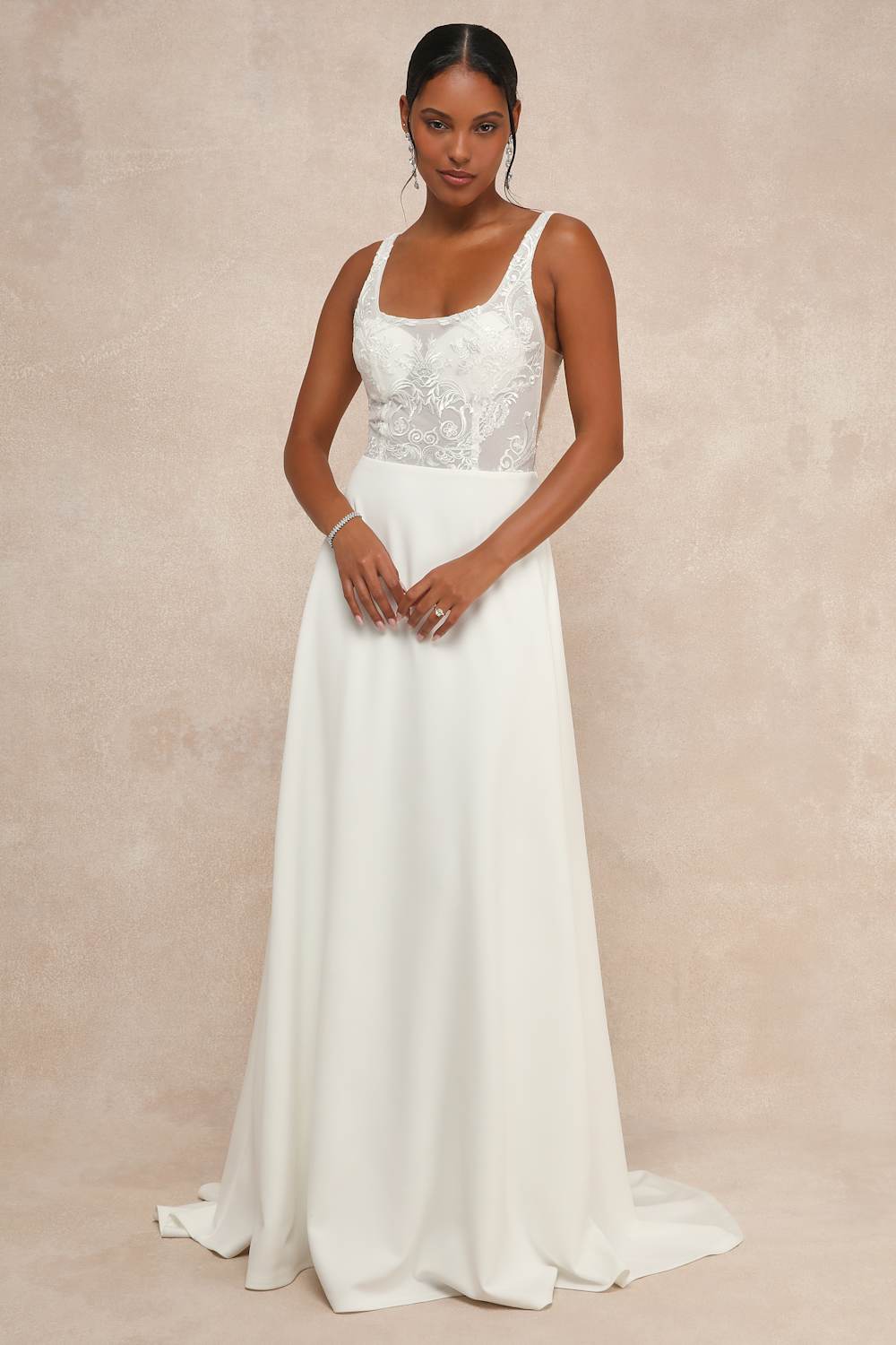 Positively Romantic White Sheer Mesh Embroidered Maxi Dress