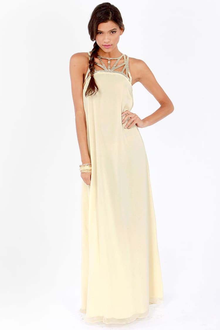 white christmas dresses Gratuita Long Sleeve Rib Maxi Dress | Cream | Womens main image 1