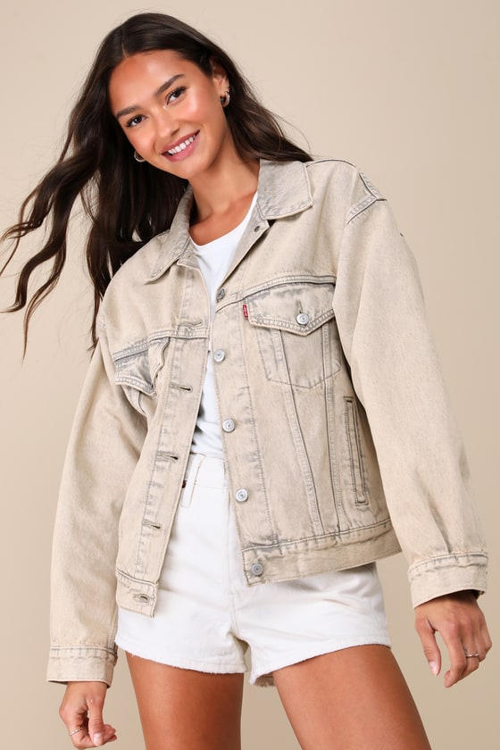 90s Trucker Washed Khaki Denim Jacket 2