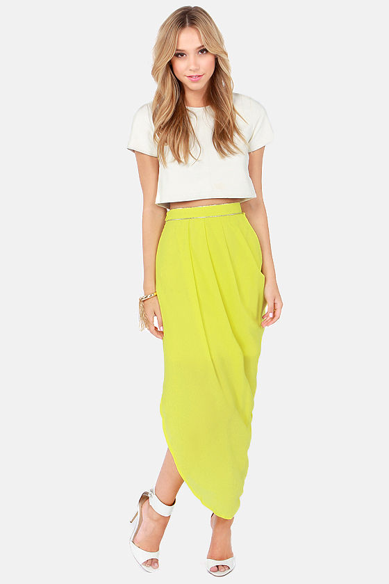 chartreuse maxi skirt
