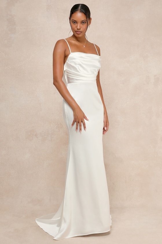 Lovely Endearment White Satin Sleeveless Backless Maxi Dress 3