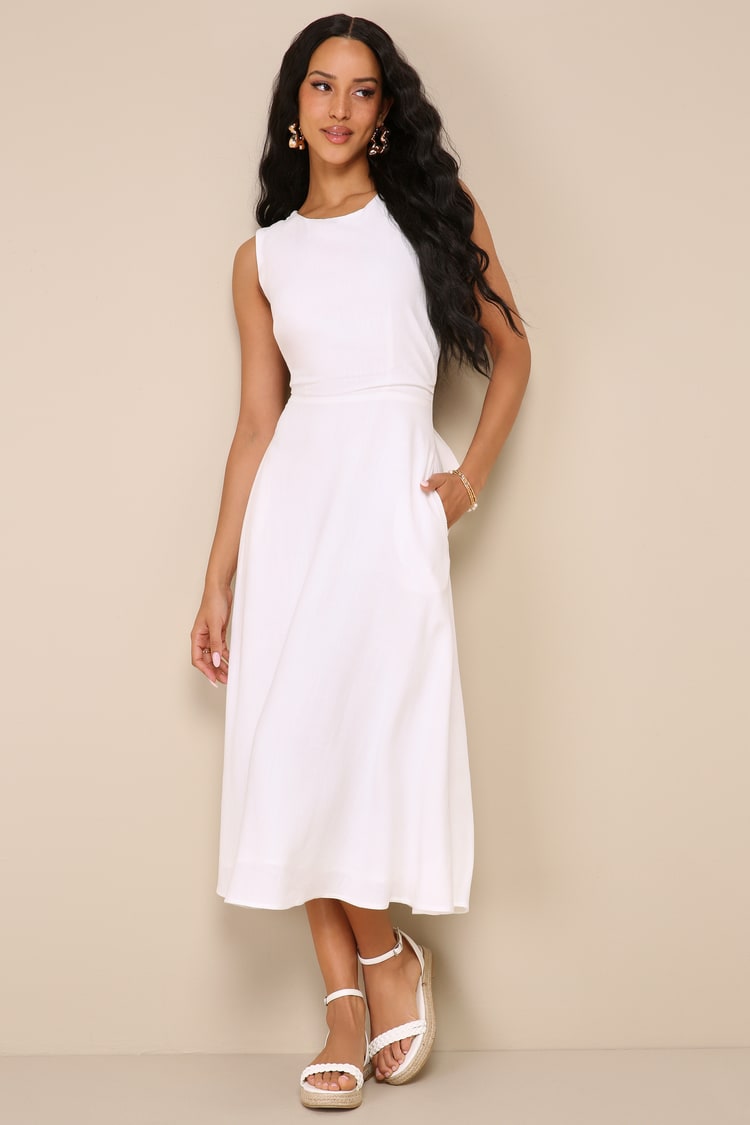 navy blue dress for baby girl Worship Strapless A-Line Midi Dress White main image 1