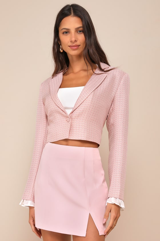Greeting the Season Light Pink High-Waisted Mini Skirt 1