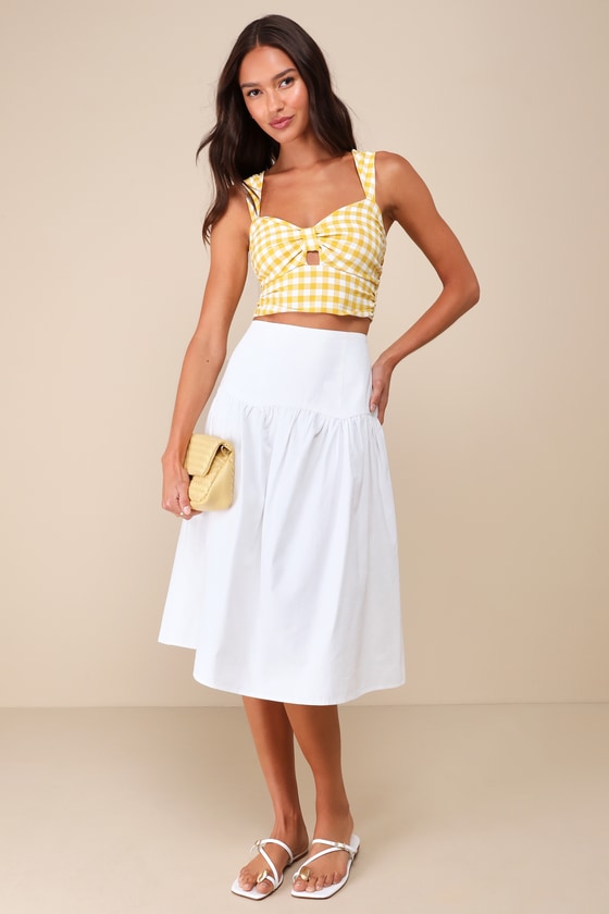 Only One White Drop Waist Midi Skirt 1