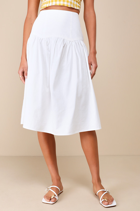 Only One White Drop Waist Midi Skirt 2