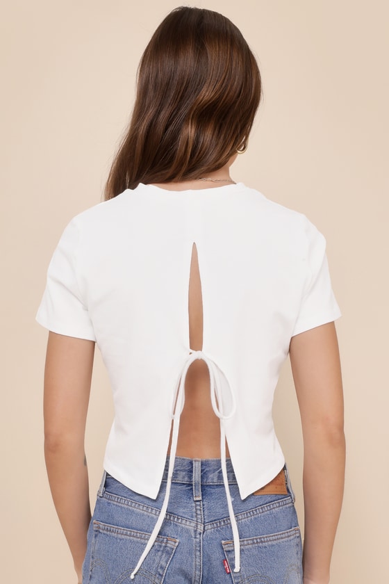 Cutout Tie Back Cropped Top main image 0