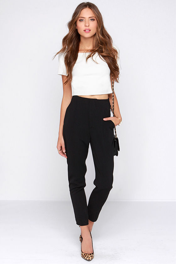 Chic Crop Top - Vegan Leather Top - Ivory Top - White Top - $39.00