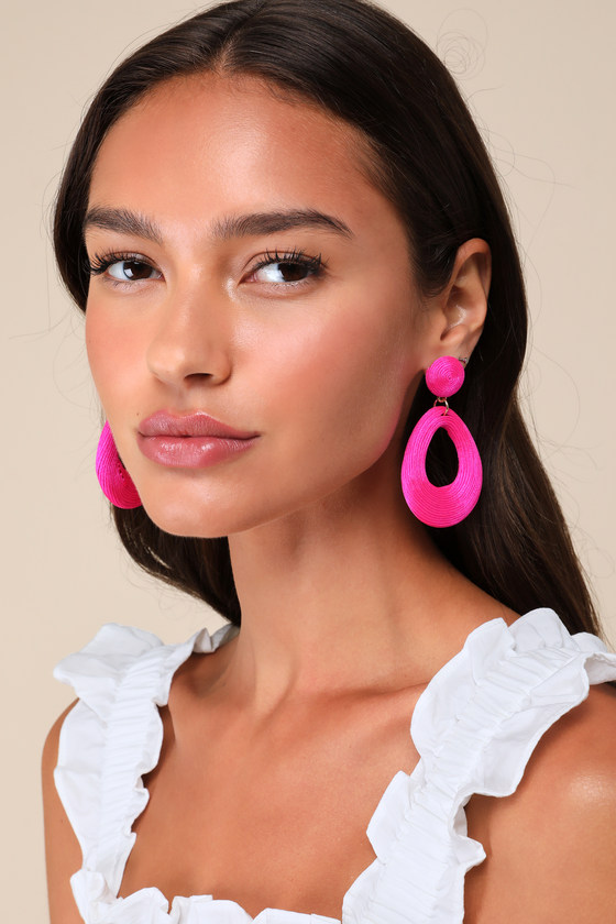 Ultimate Moment Hot Pink Cord Statement Earrrings 1