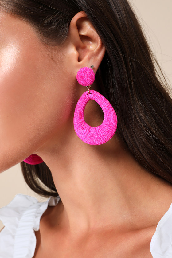 Ultimate Moment Hot Pink Cord Statement Earrrings 4