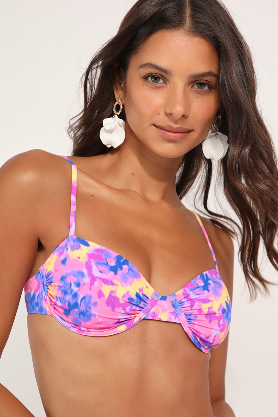 Forever Beachy Pink Abstract Print Underwire Bikini Top 2