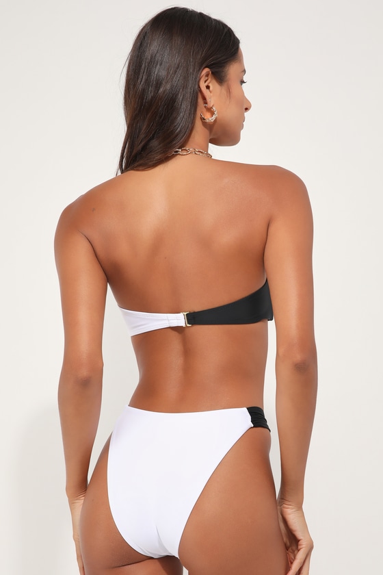 Black and White Swim Top - Color Block Swim Top - Bandeau