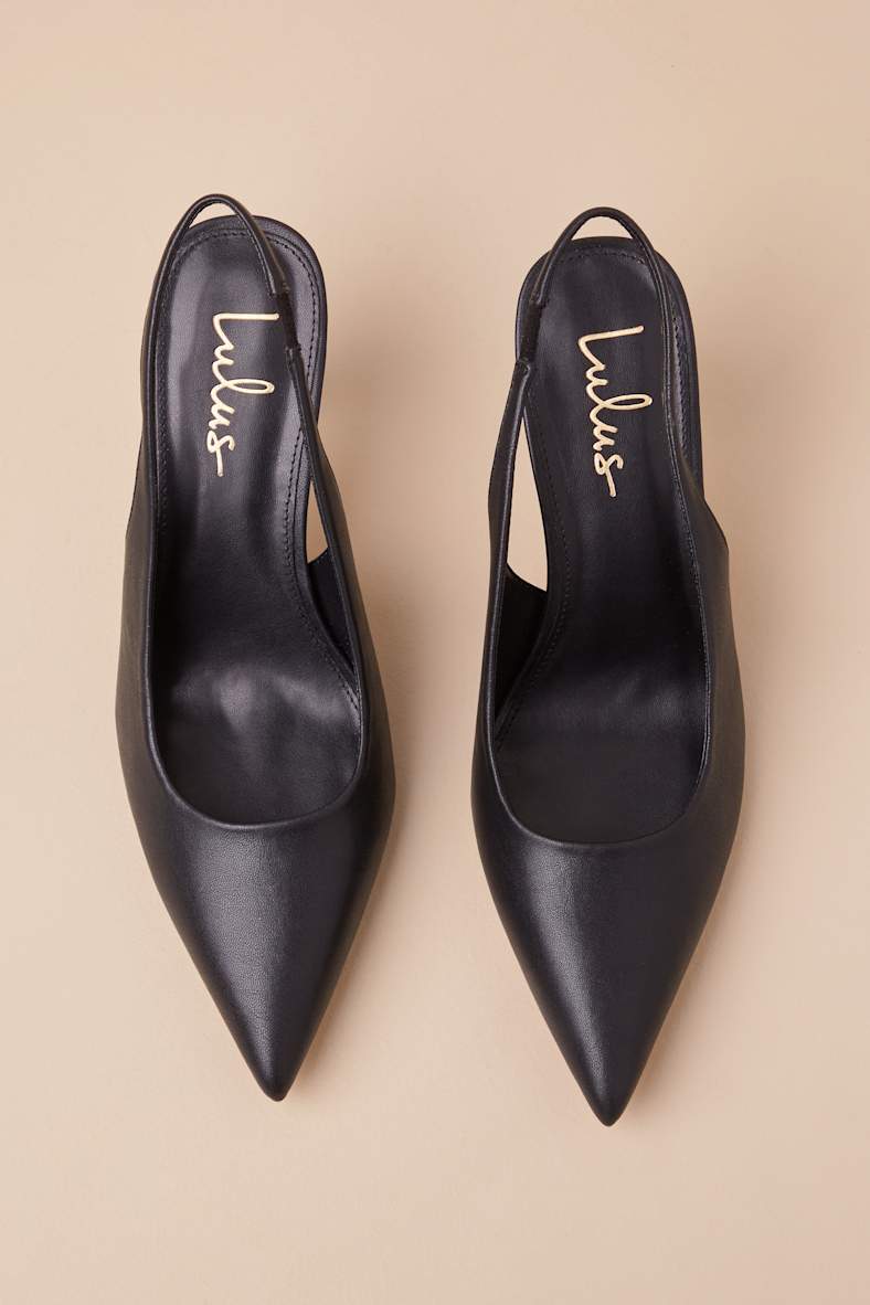 Cambrea Black Pointed-Toe Slingback Pumps