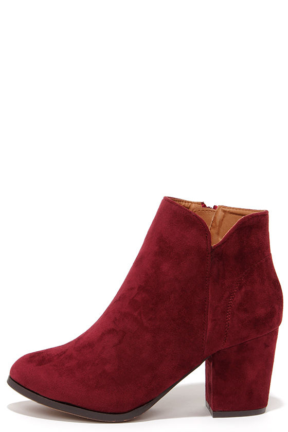 wine colored high heel boots