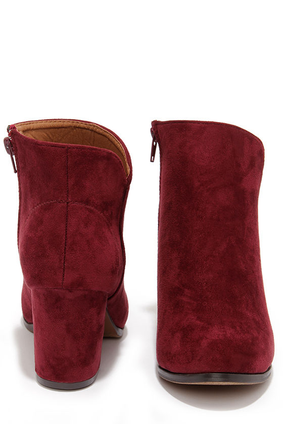 wine colored high heel boots