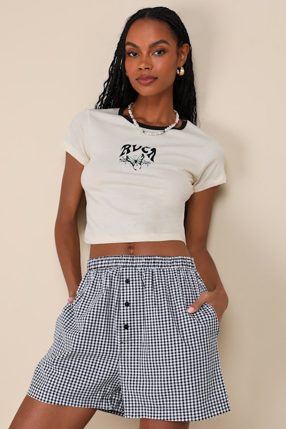 Comfy Season Black and White Gingham Boxer-Style Shorts 1