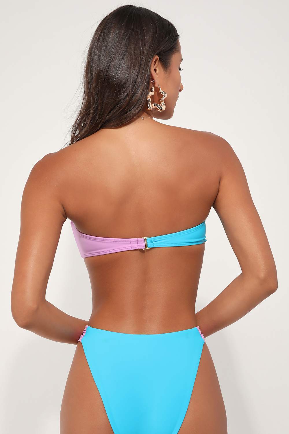 Paradise Awaits Lavender and Teal Color Block Bikini Top