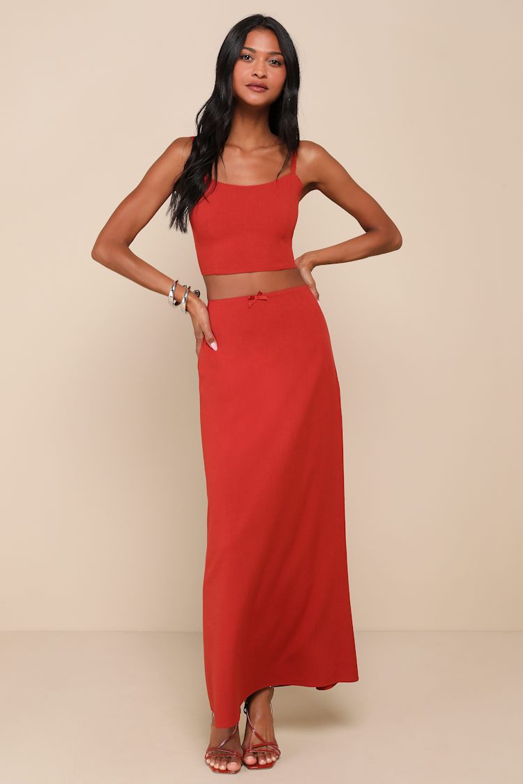 knee length dresses for ladies Sisstr Women’s Rising Sun Midi Dress, Terracotta / M