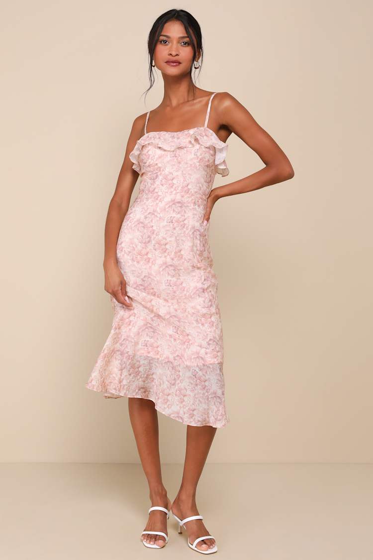 dusty pink floral dress Mabilla Floral Print Mesh Maxi Dress, Dusty Pink – Jolie Moi Retail main image 0