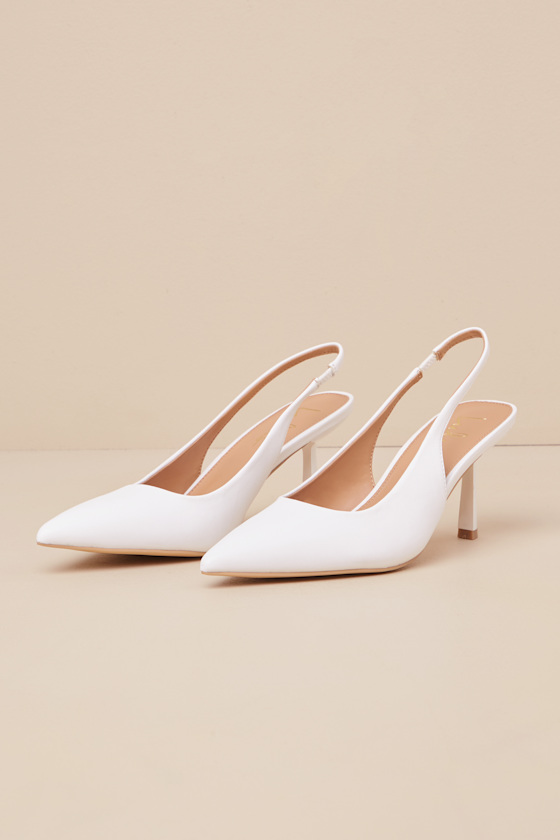 Lulus Cambrea White Pointed-toe Slingback Pumps In White