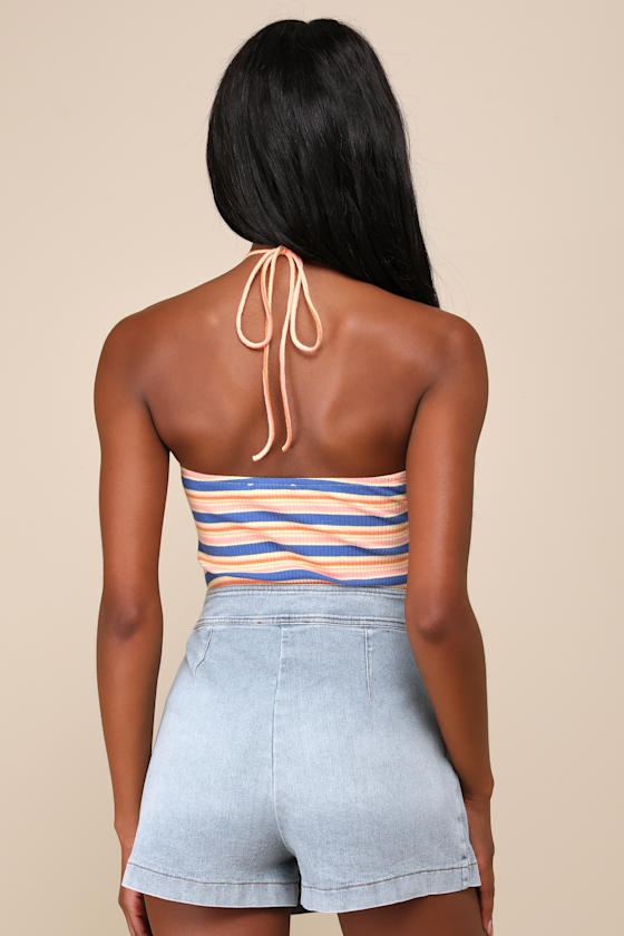 Lulus Definite Perfection Light Wash Denim Faux Wrap Skort In Blue