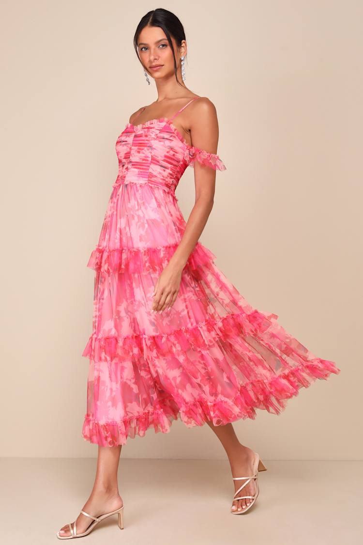 open lace back dress JUST A DREAM FLORAL MESH MAXI DRESS – AKIRA main image 1