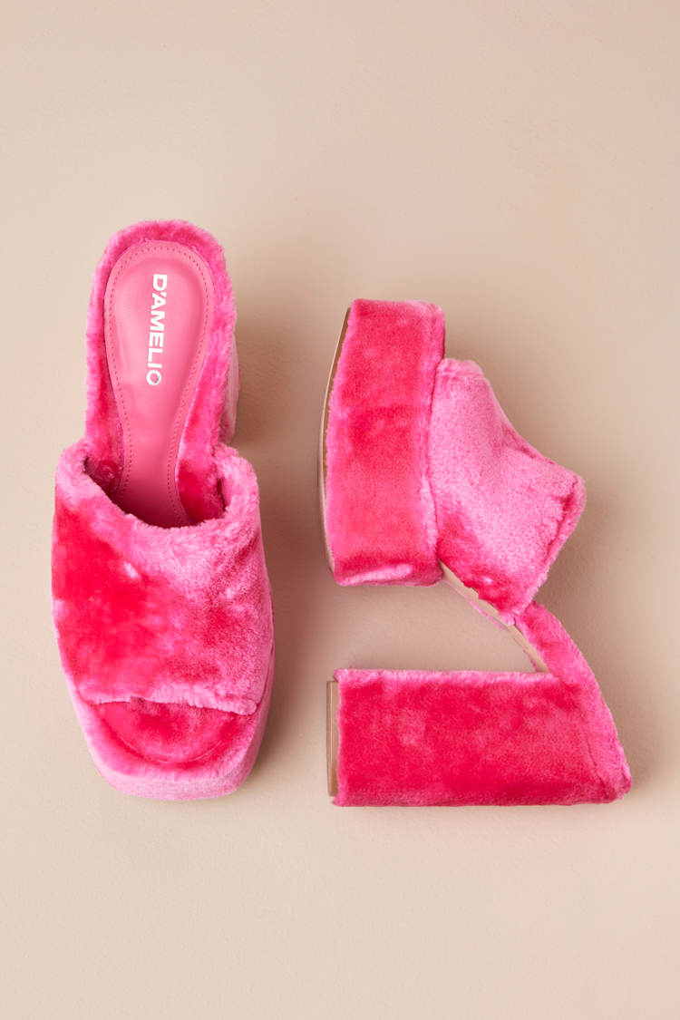 Ravina Perfectly Pink Short Faux Fur Platform Sandals