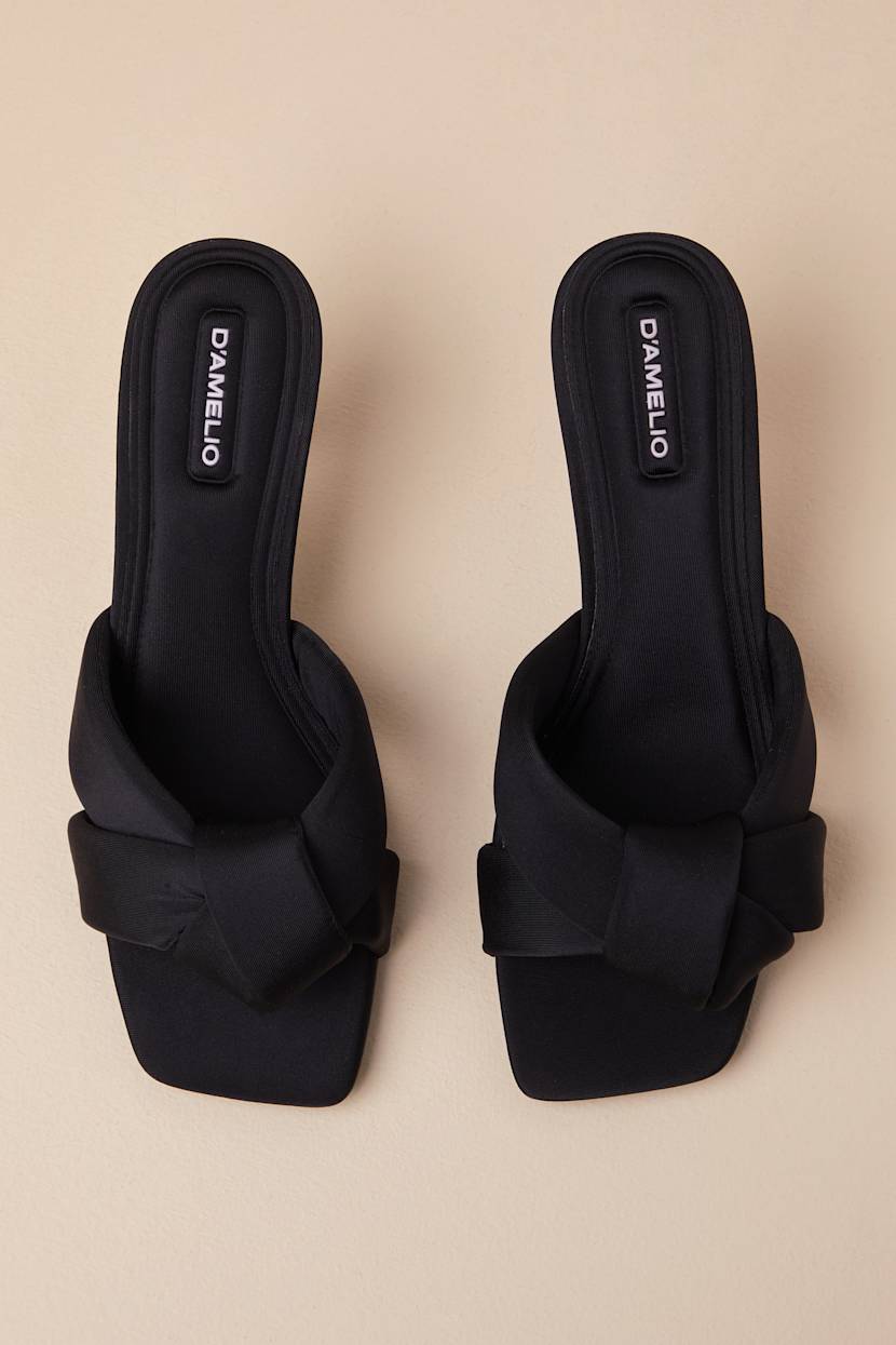 Leenoa Black Neoprene Knotted High Heel Slide Sandals