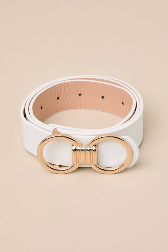 小物 rurumu.double buckle belt White rurumu double buckle belt, worn and damaged, belt WHT