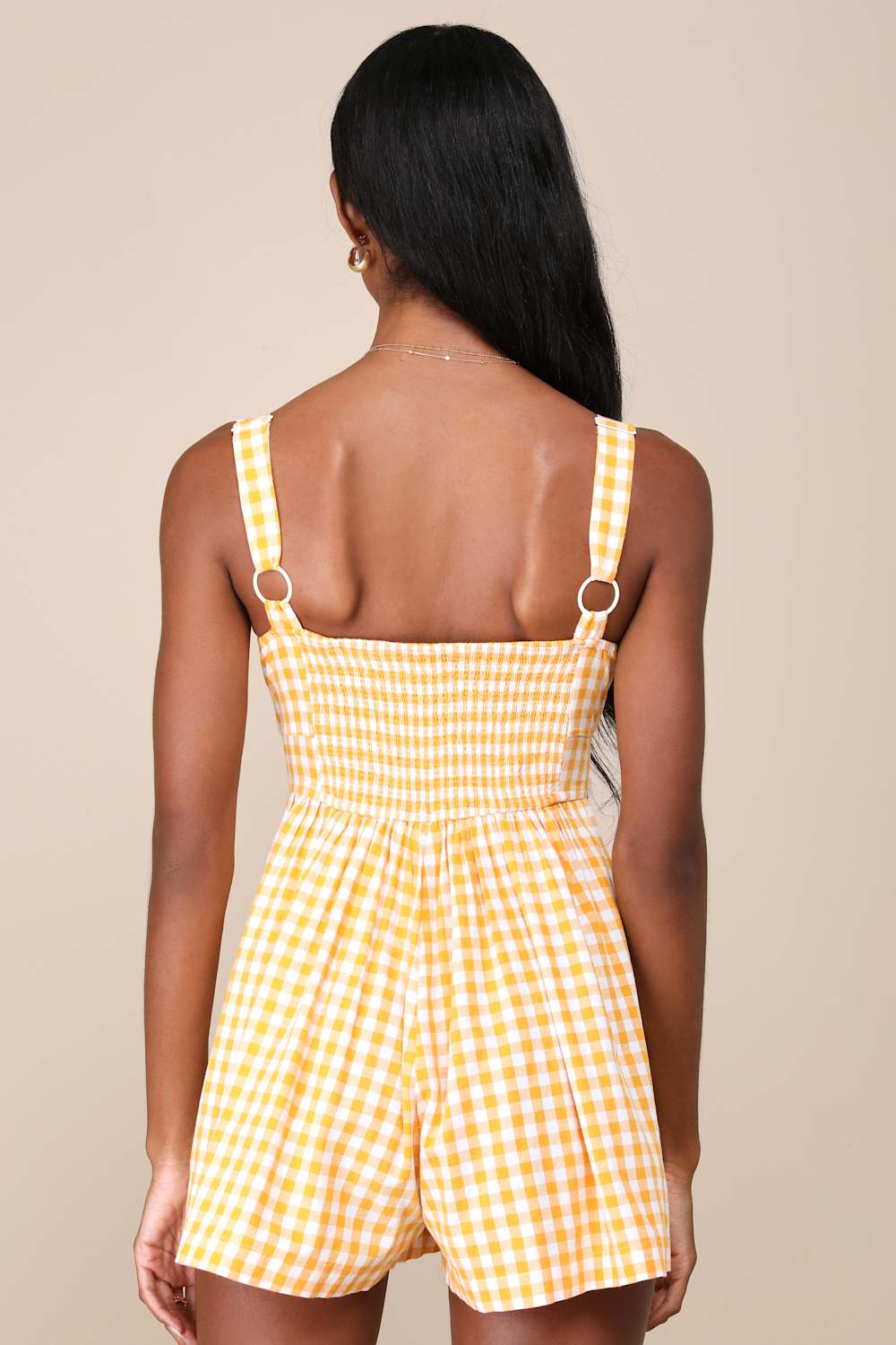 Precious Trend Yellow and White Gingham Bustier Romper