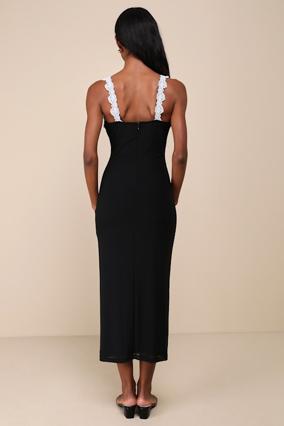 Black Mesh Lace Long Dress main image 0