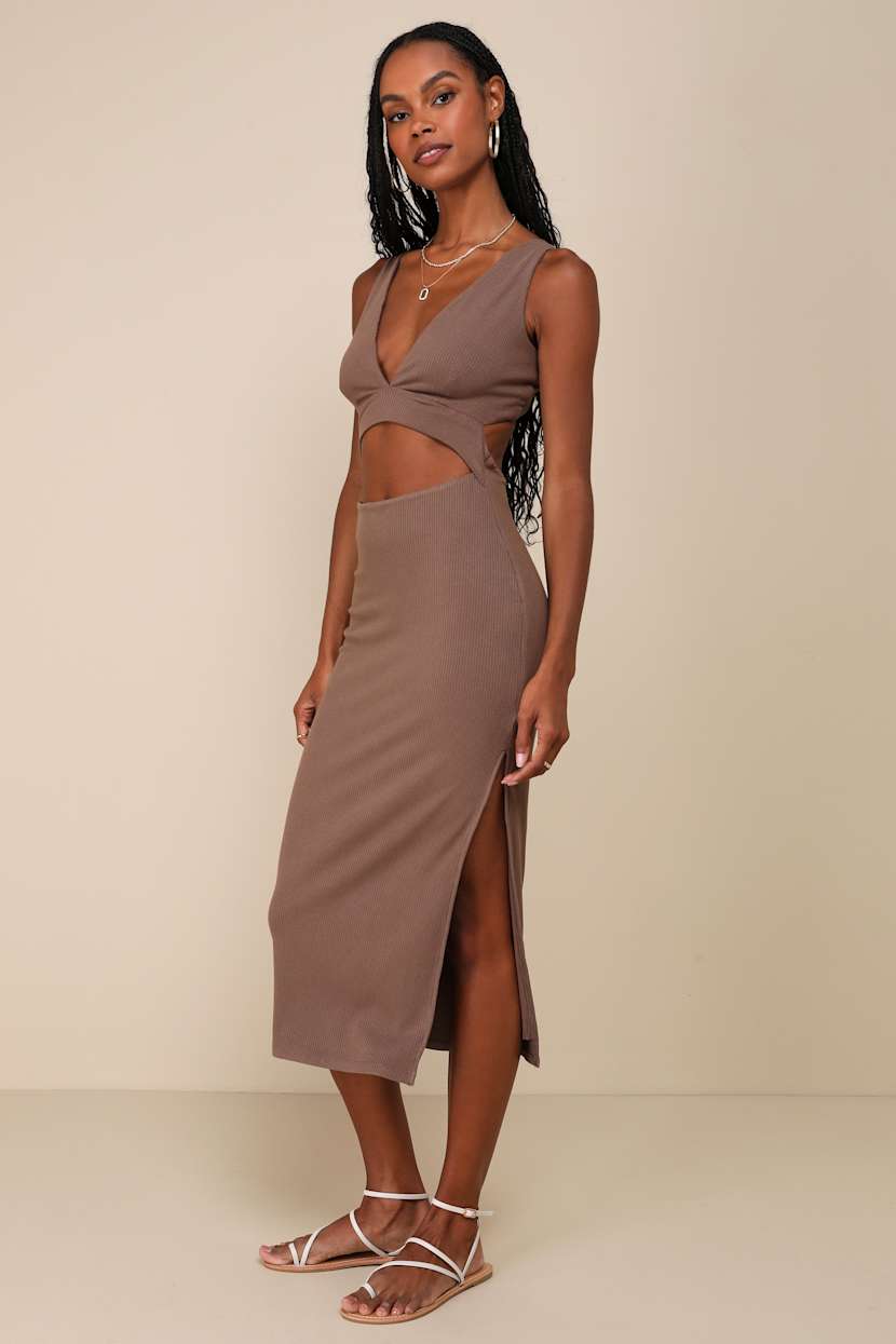 Brown Midi Dress - Bodycon Midi Dress - Cutout Bodycon Dress - Lulus Brown Midi Dress - Bodycon Midi Dress - Cutout Bodycon Dress - Lulus