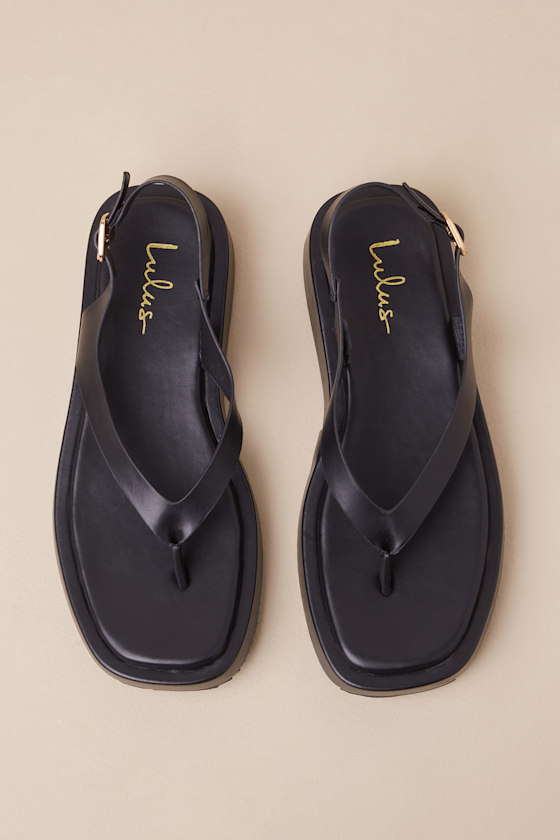 Maralynn Black Flatform Thong Slingback Sandals 3