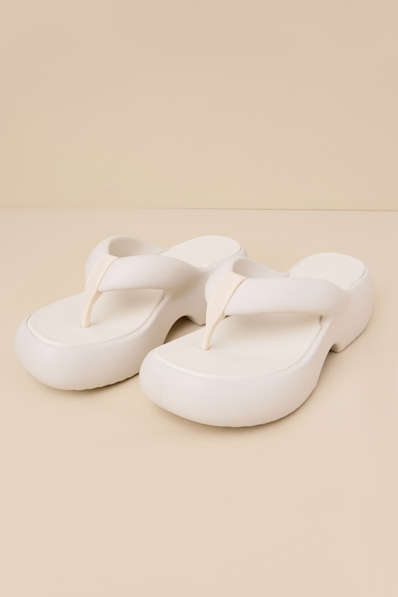 Free Beige Platform Thong Slide Sandals 1