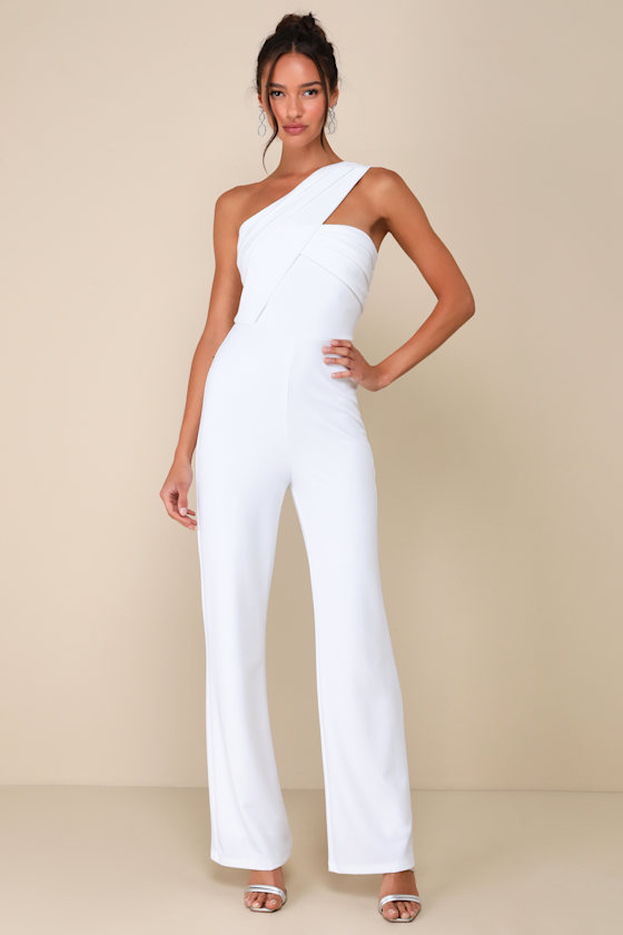 Devoted to Fun Ivory One-Shoulder Sleeveless Jumpsuit 2
