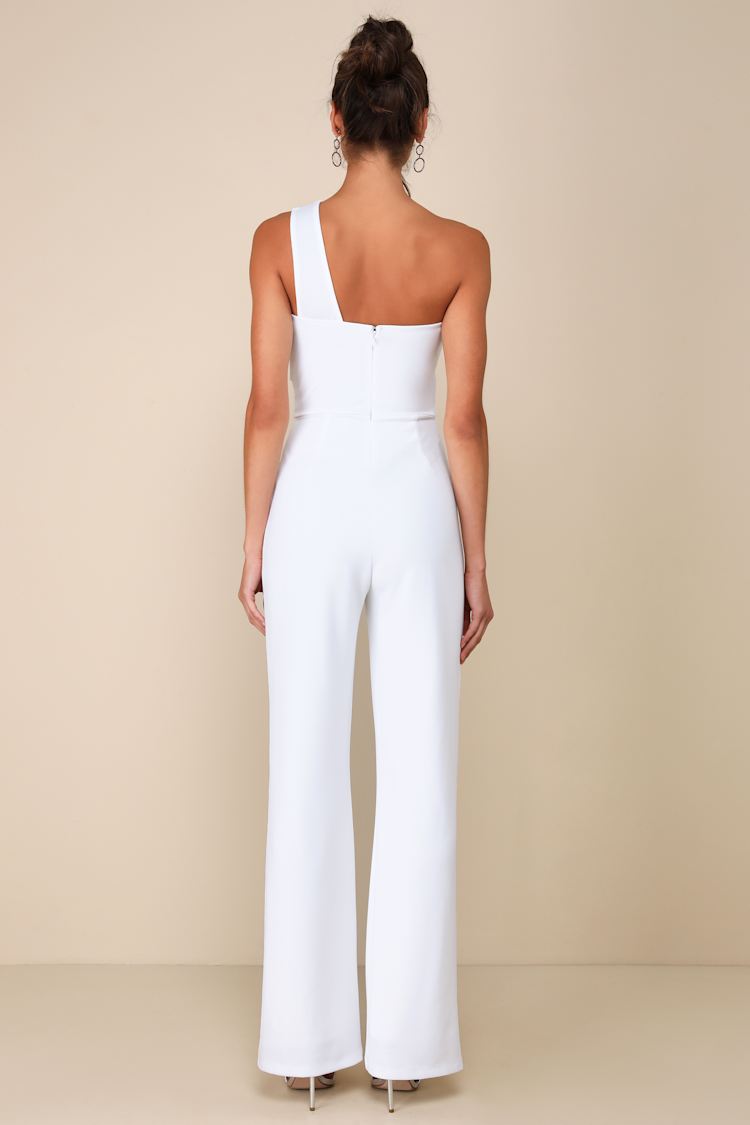 Devoted to Fun Ivory One-Shoulder Sleeveless Jumpsuit