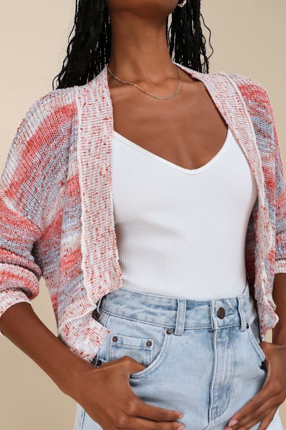 Lulus Uniquely Cozy Ivory Multi Slub Knit Cardigan Sweater In Ivory