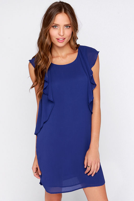 Pretty Royal Blue Dress - Butterfly Sleeve Dress - Beaded Dress - $48. ...