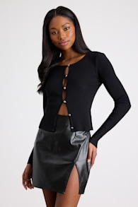 Walking the Walk Black Vegan Leather Mini Skirt 2