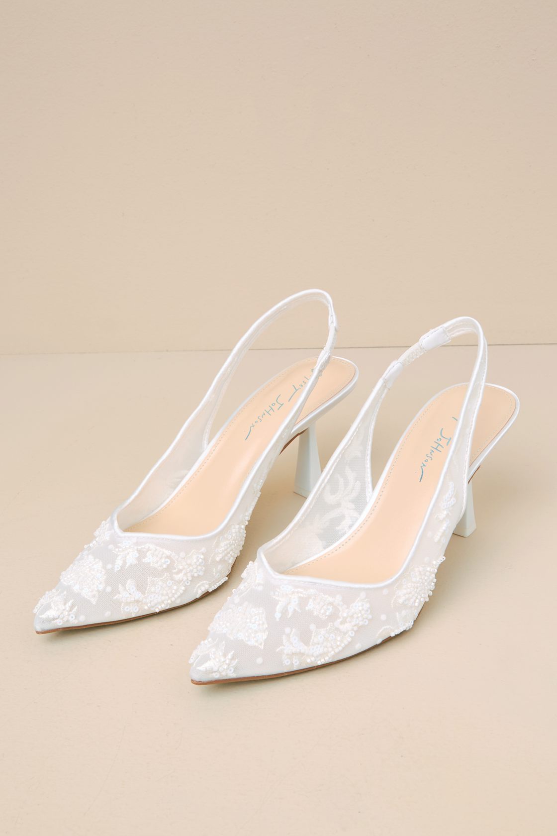 SB-Nikki Ivory Beaded Embroidered Slingback Pumps