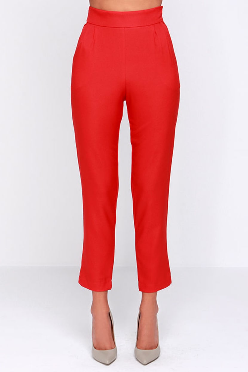 fitted lace wedding dress Charlotte Red Flair Trousers | Red Suit Pants main image 0