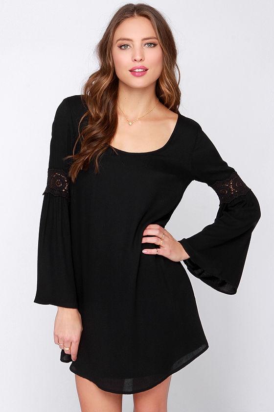 Pretty Black Dress - Shift Dress - Crochet Dress - $40.00 - Lulus
