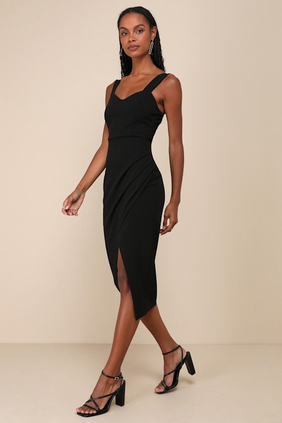 Lulus Always Beautiful Black Sleeveless Tulip Midi Dress In Black