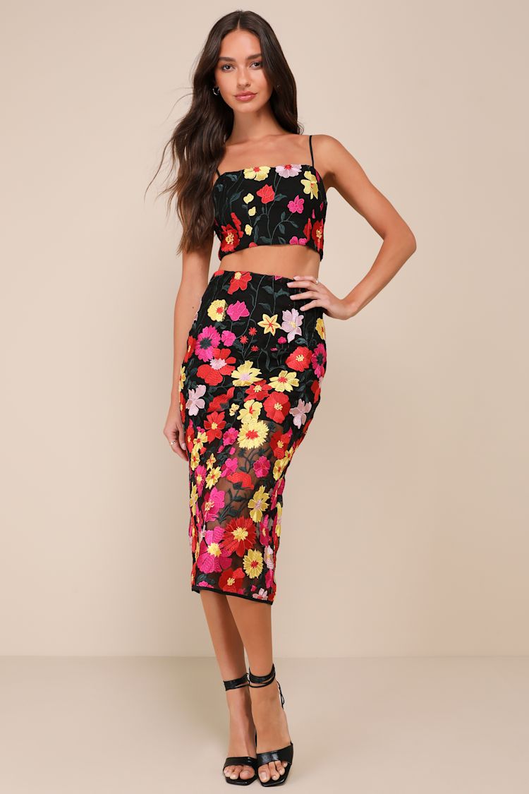 black dress blazer outfit Esme Dress in Floral Sequin 8 main image 0